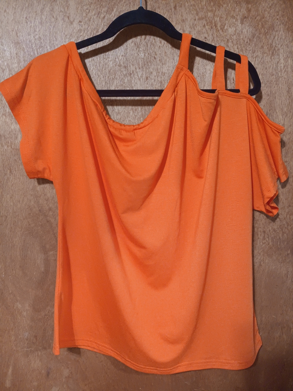 SHEIN Orange Cold-Shoulder Double-Strap Tunic Top